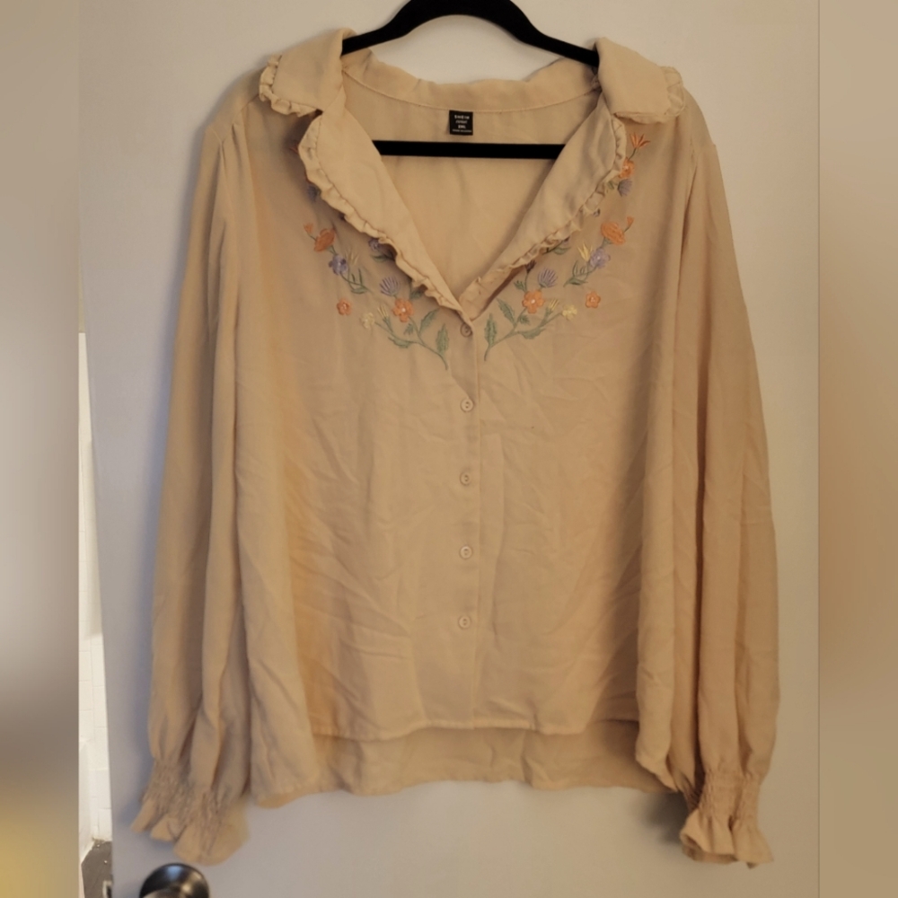 Cottage Core Embroidered Blouse